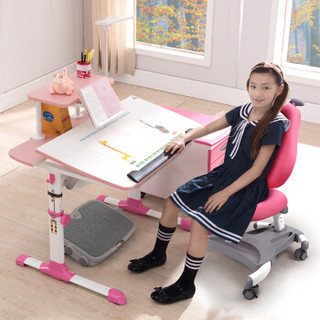 生活诚品台湾品牌儿童书桌儿童学习桌椅套装可升降书桌学生写字桌 MC303PF (配304)粉色