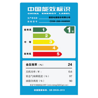 DE&E  德意 CXW-200-HA8593 近吸式油烟机