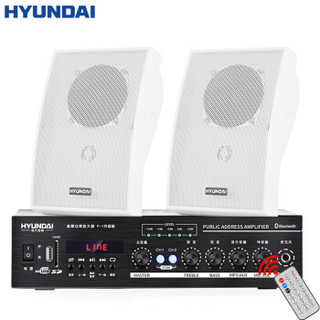 现代（HYUNDAI）F-1升级版  定压壁挂音响套装 背景音乐公共广播功放音响系统 一拖二