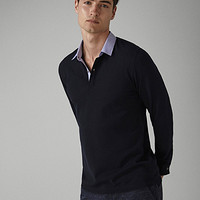 Massimo Dutti 00725150401 男士衬衫领长袖polo衫