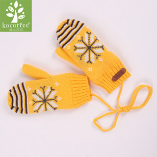 kocotree kk树 KQ13124 儿童针织毛线手套 姜黄色 均码