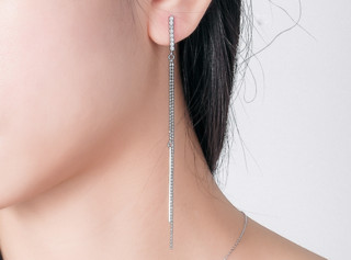 sharkbaby 925银 流线型 长款耳环