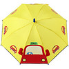 hugmii儿童雨伞男童女童创意立体造型直杆手开雨伞透明窗口 黄色汽车 48cm*8k