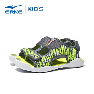 ERKE 鸿星尔克 63118210054 儿童沙滩鞋 (32、暗夜灰/荧光柠绿)