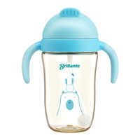 贝立安儿童水杯水壶学饮杯重力球吸管杯运动水杯 防漏防摔带手柄PPSU宝宝喝水训练杯260ml 薄荷绿 BYB21