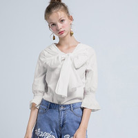 La·go·go 拉谷谷 HCSS437Q11 女士蝴蝶结七分袖T恤