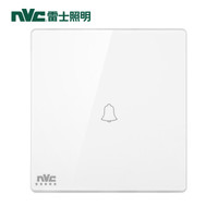 雷士(NVC) 开关插座面板 灵动系列 门铃开关 带荧光86型墙壁门铃开关插座 无边框大翘板面板白色