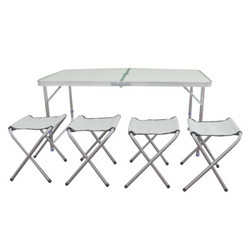 KINGRUNNING 鲸伦 折叠桌XQ-1651T白色 户外便携式桌椅组合套装 广告宣传桌 简易铝合金野餐桌子 展业桌