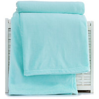 三利 素色良品超柔法兰绒双人毯子 200×230cm 居家办公午休四季通用盖毯 薄荷色