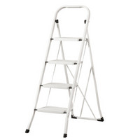 欧润哲 家用人字梯 加厚管宽踏板四步梯子 可折叠移动梯子凳子 白色
