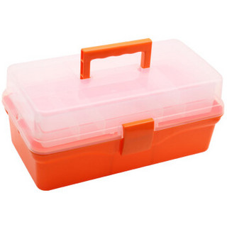 福吉斯特（Forgestar）14英寸家用手提工具收纳箱 橘色三层学生美术零件盒医药箱 G569