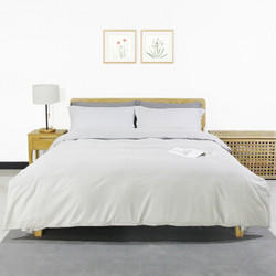 OBXO 源生活 纯白色三件套 纯棉酒店标间床品 单人床白色床单被套1.2米床