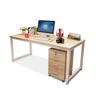 中伟钢木电脑桌台式简易书桌现代简约办公桌160*80*75cm含柜
