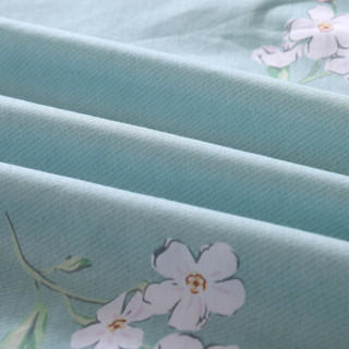 艾薇 床单家纺 全棉斜纹印花被单 单人纯棉床单 单件 午后花园蓝 1/1.2米床 150*210cm