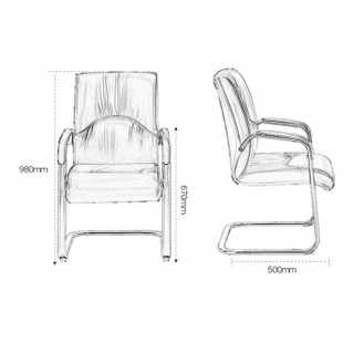 ZHONGWEI 中伟 电脑椅会议椅家用弓形脚办公椅子洽谈椅会客椅加厚钢架款-黑色