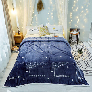 艾薇 毛毯家纺 午睡空调毯毛巾被珊瑚绒盖毯 单人云貂绒毯子 蒲公英蓝 150*200cm