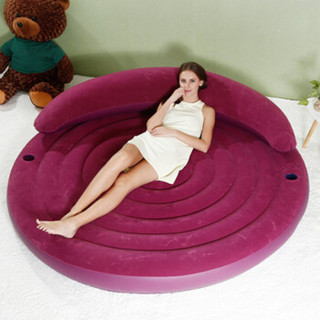 INTEX 68881加厚加大双人沙发床充气床垫 植绒懒人沙发 靠背靠枕圆形情趣床