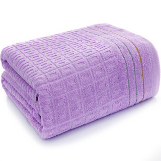 三利纯棉素色良品毛巾被 缎档回型毛毯 居家办公午休四季通用盖毯 单人150×200cm 紫丁香色