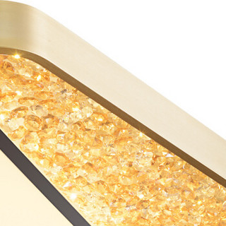 三雄极光 led吸顶灯 现代简约大气水晶led客厅灯长方形三档调色 104W香槟金色