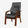 好事达易美定制会议椅 实木现代中式办公椅高背西皮黑色椅子 WX002