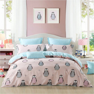 百丽丝 水星家纺出品 床上四件套纯棉 全棉被套床单被罩床品套件 浪漫企鹅 双人1.5米床