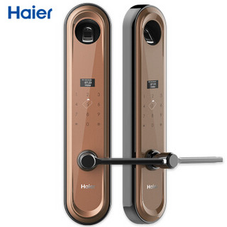 海尔（Haier）指纹锁 家用防盗门智能锁密码锁电子门锁 左开右开通用版 U5 琥珀棕