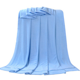 竹之锦 床品家纺 竹纤维经编纯色毛巾被毯子四季毯 蓝色 150×200cm
