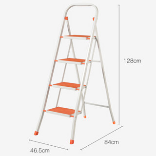 好事达四步梯 加宽板家用梯折叠梯人字梯子 加强加固型橙色2784