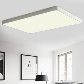 HD LED吸顶灯 超薄客厅灯卧室灯北欧现代简约灯具 方形系列 72W遥控调光白色长方形 83*63*6cm