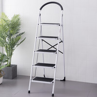 欧润哲 家用人字梯 加厚管黑色踏板五步梯子 可折叠移动梯子凳子