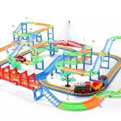 贝恩施(beiens)儿童玩具 多层立交电动轨道火车积木益智玩具B405套装