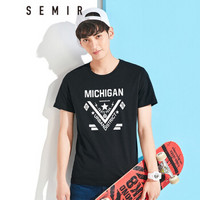 Semir 森马 19037001211 男士印花短袖T恤 黑色 XXL