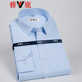 雅鹿 YL081 男士休闲长袖衬衫 纯蓝 44