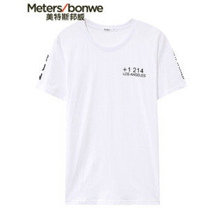 Meters bonwe 美特斯邦威 661272 男士潮流英文字母短袖T恤 亮白 185/104