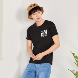 Semir 森马 19048001270 男士圆领短袖T恤 黑色 XS