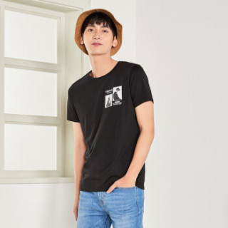 Semir 森马 19048001270 男士圆领短袖T恤 黑色 XS