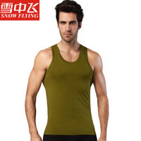 雪中飞 SNOWFLYING男士背心 纯棉背心男薄款汗衫修身弹力吸汗透气休闲运动无袖打底衫 军绿180