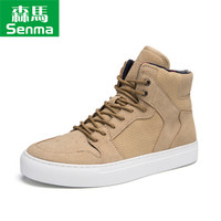 森馬(Senma)男靴高帮运动休闲鞋系带百搭马丁靴男617415010 驼色 42码