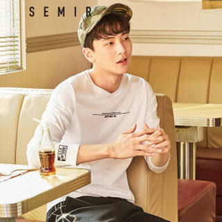 Semir 森马 19018011224 男士纯棉长袖T恤 漂白 S