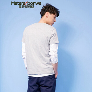 Meters bonwe 美特斯邦威 661246 男士时尚字母短袖T恤 中花灰 180/100