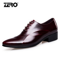 ZERO F8998 男士商务正装皮鞋 酒红 39