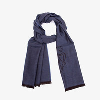 GUCCI 古驰 时尚细斜纹“ GUCCI“LOGO围巾 344993-4G200 深蓝色
