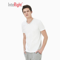 InteRight 5995615 男士棉氨V领镶色短袖打底衫 白色 XXL