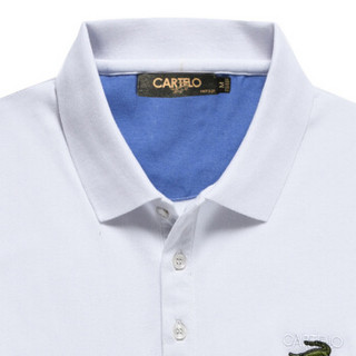 CARTELO KFT0812 男士棉翻领短袖POLO衫 白色 2XL