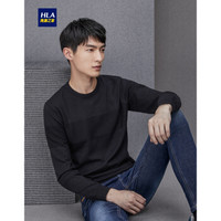 HLA 海澜之家 HNZAD3E030A 男士净色圆领套头毛衣 黑色 56