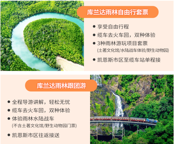 澳大利亚 凯恩斯大堡礁/库兰达雨林通兑券