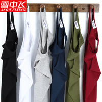 雪中飞 SNOWFLYING男士背心 纯棉背心男薄款汗衫修身弹力吸汗透气休闲运动无袖打底衫 黑色175