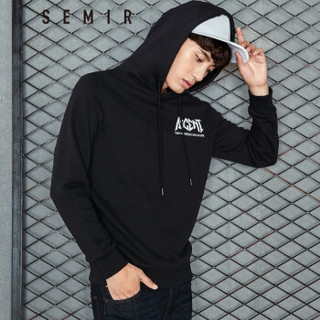 Semir 森马 19057161228 男士套头连帽卫衣 黑色 M