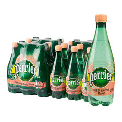 法国原装进口 巴黎水（Perrier）含气天然矿泉水 西柚味气泡水500ml*24瓶 整箱