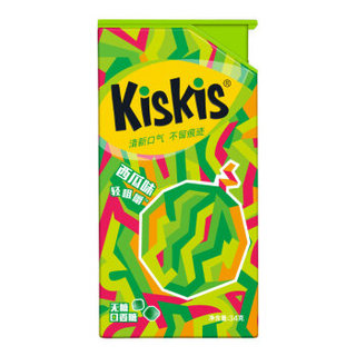 KisKis 酷滋 无糖夹心口香糖木糖醇清新口气办公室休闲零食（西瓜味）34g*1盒